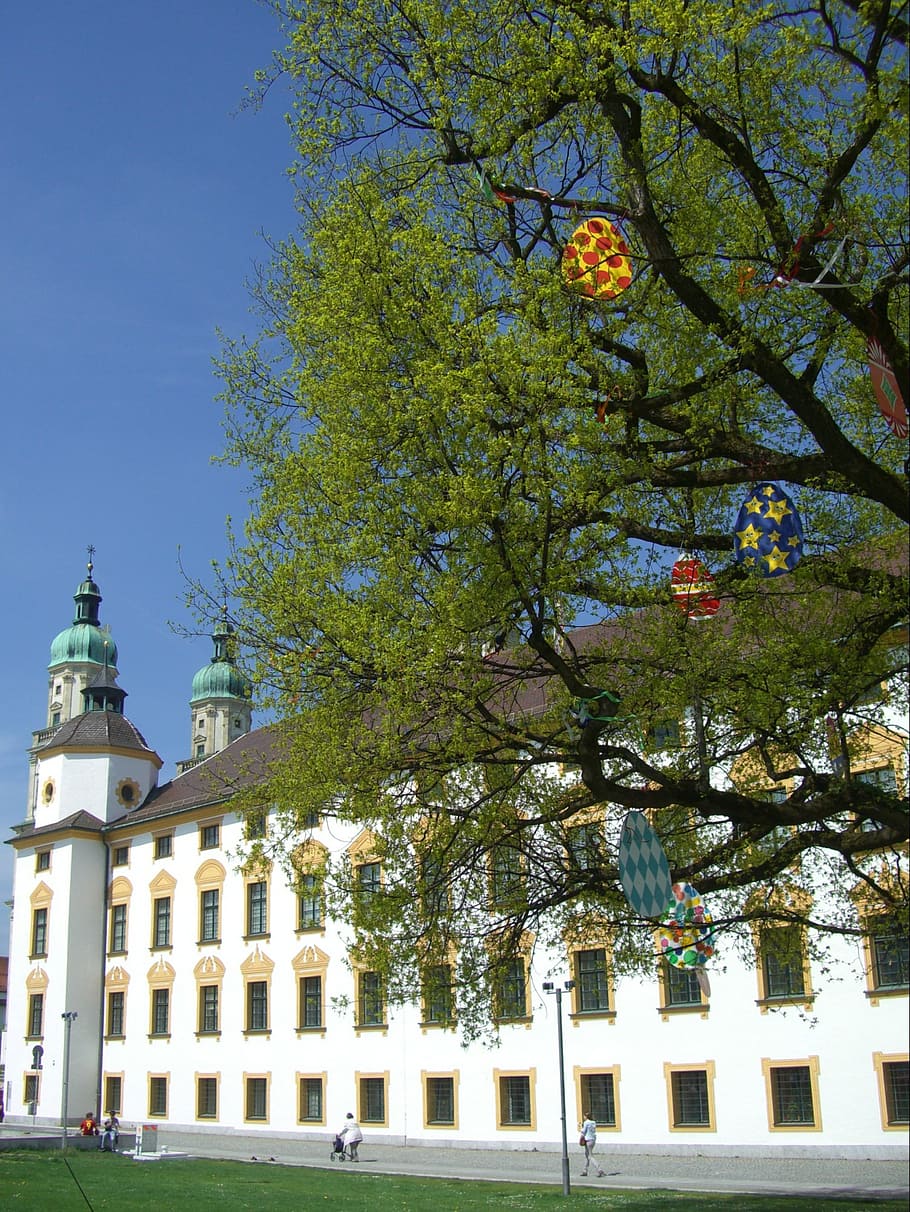 easter tree, lorenz, basilica, residence, baroque, kempten HD wallpaper