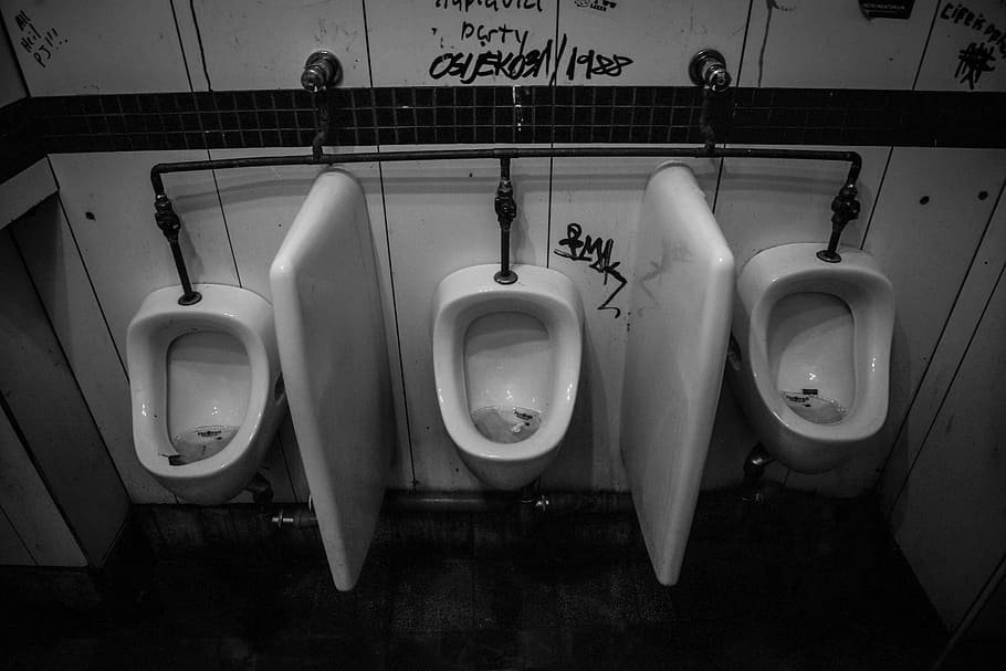 urinoir, toilet, empty, porcelain, bathroom, dirty, flush, gents, HD wallpaper