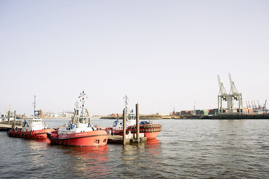 Hamburg Harbour tugboats, industry, harbor, nautical Vessel, transportation HD wallpaper