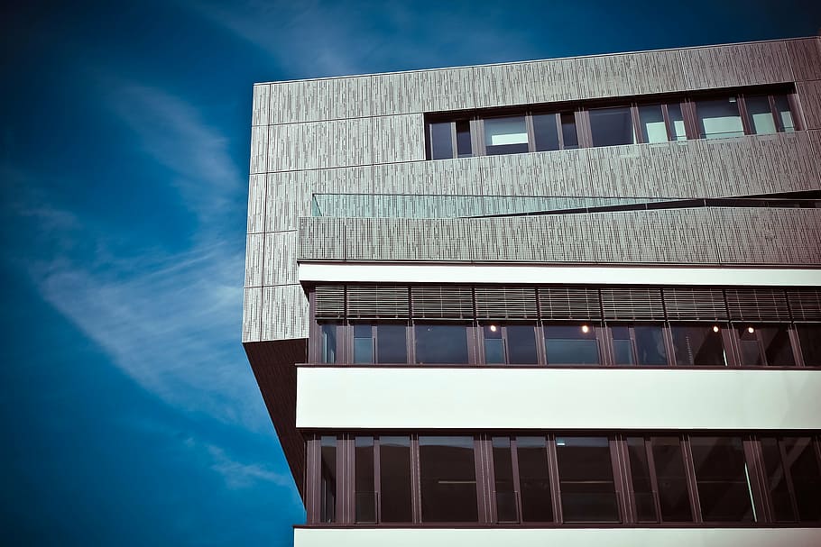 gray concrete building, architecture, office, window, city HD wallpaper