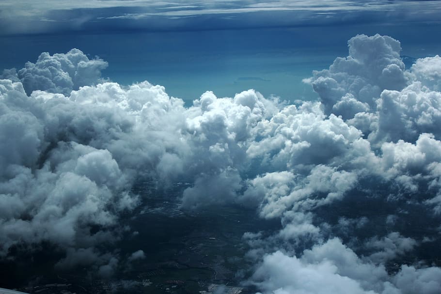 sea of clouds, clouds above sky, cloudy sky, blue sky, nature HD wallpaper