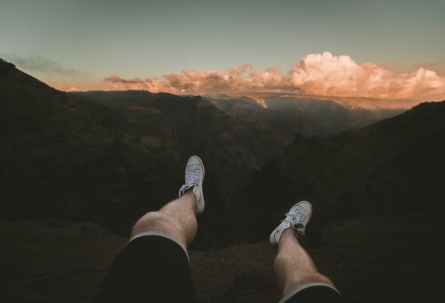 adventure, clouds, environment, feet, idyllic, landscape, legs HD wallpaper