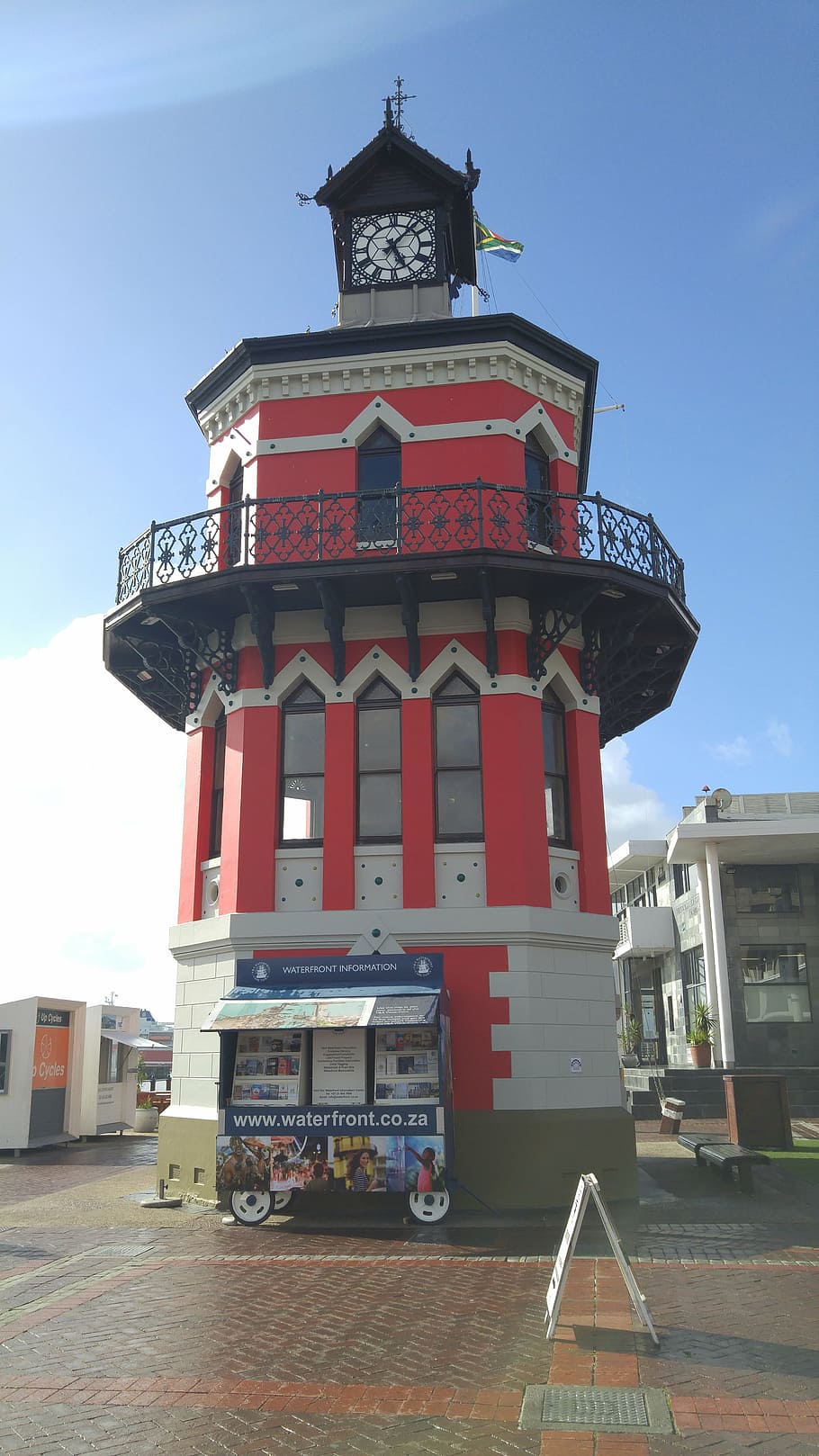 clock tower, waterfront, cape town, red, building, architecture HD wallpaper