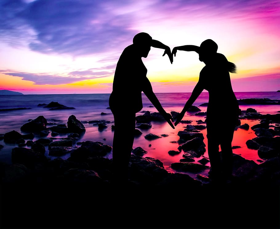 Hd Wallpaper Love Silhouette Couple Sunset Romance Romantic Together Wallpaper Flare 1695