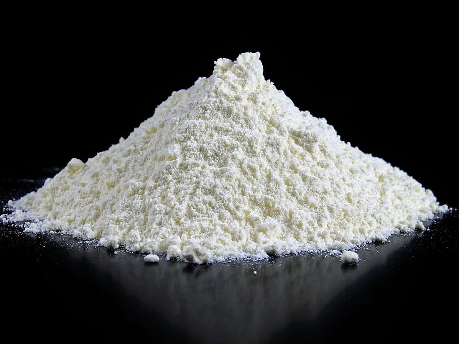 pile of white powder, flour, cereals, food, nutrition, bread