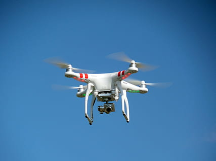 white DJI Phantom with camera, Drone, Espionage, Spy, Nsa, quadrocopter HD wallpaper