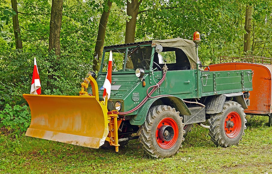 Unimog, Snowplow, Oldtimer, Historically, municipal vehicle HD wallpaper