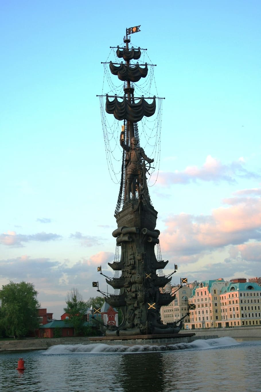Statue, Tall, Monument, Bronze, Copper, stainless steel, sail ship HD wallpaper