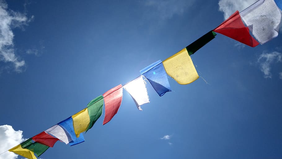 HD wallpaper: assorted-color flags, tibetan buddhism, nepal, colored flag,  sky | Wallpaper Flare