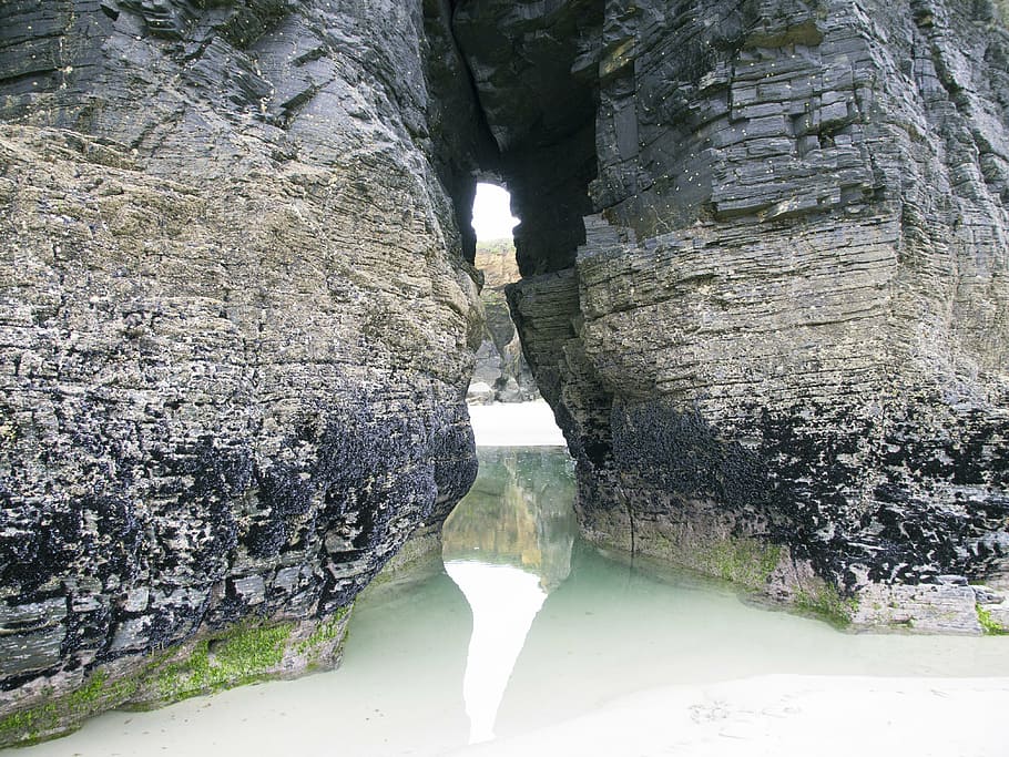 rocks, cathedrals beach, ribadeo, water, rock formation, nature HD wallpaper