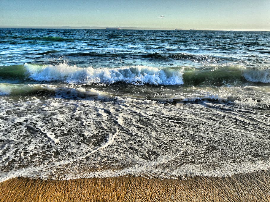 Beach, Ocean, Sand, Water, Shoreline, seascape, waves, coast HD wallpaper