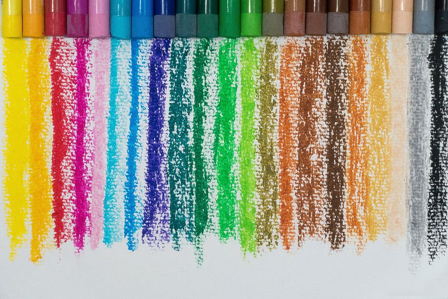 shades of colors, oil pastels, colorful, color spectrum, paint
