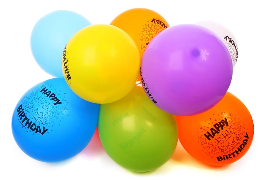 assorted-color birthday inflatable balloon lot, air, balloons, HD wallpaper
