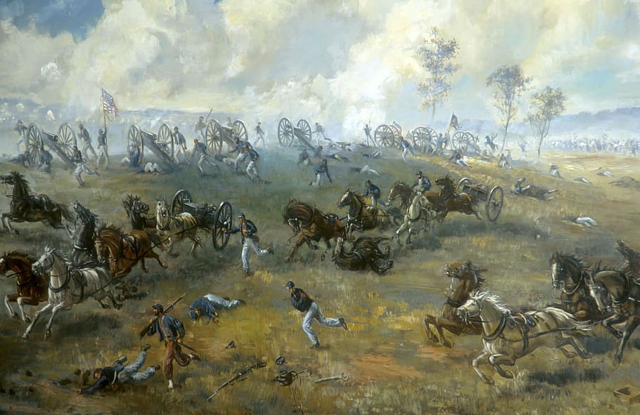Capture of Rickett's Battery during 1st battle of bull run, American Civil War, HD wallpaper