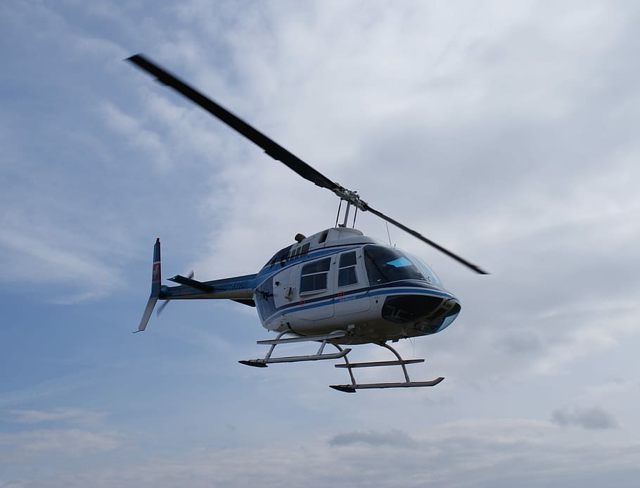 Helicopter, Fly, Blue, Sky, flying, transportation, airplane HD wallpaper