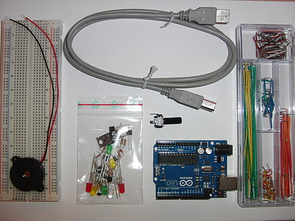 computer component lot, kit, arduino, board, chip, circuits HD wallpaper