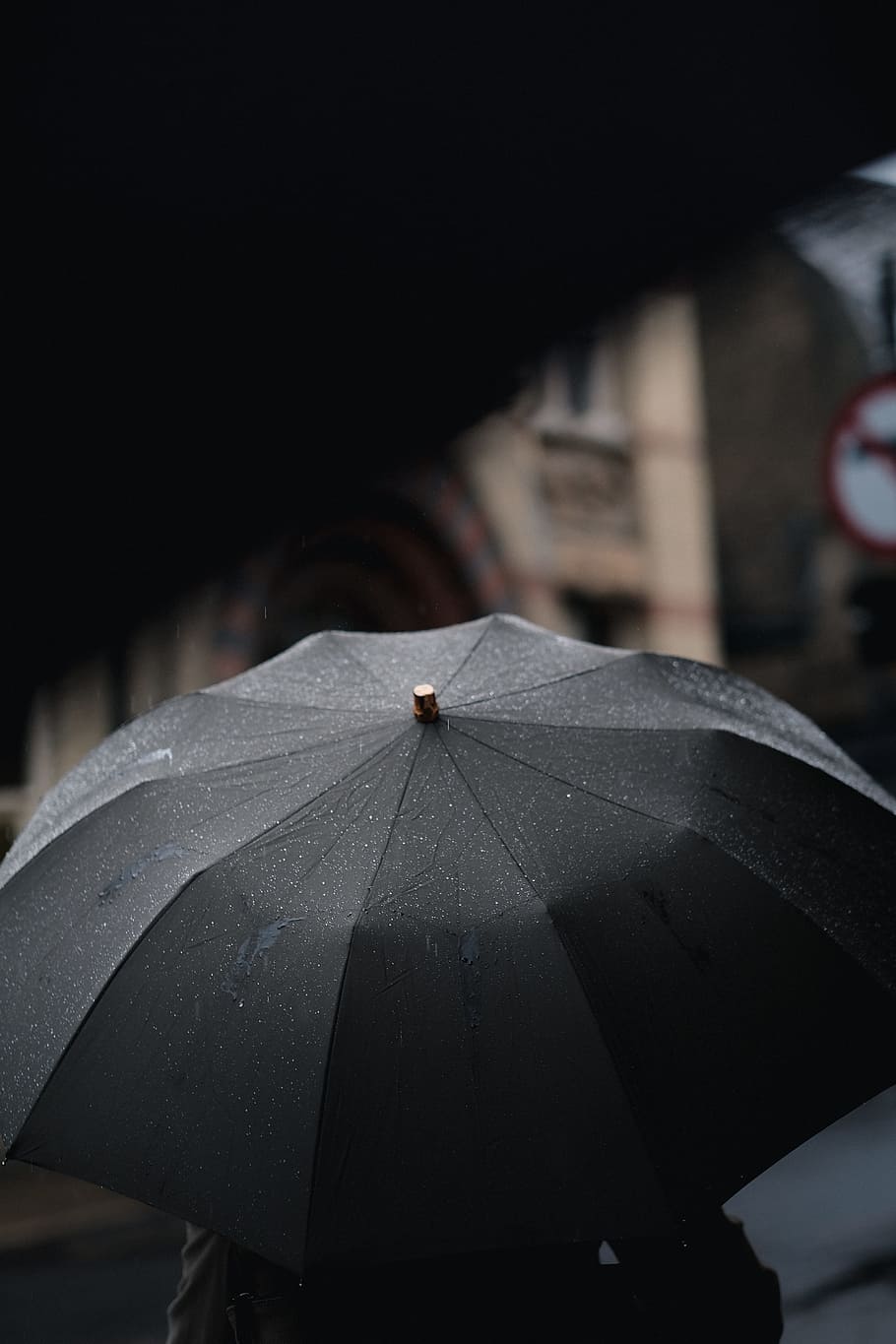 person under black umbrella, person in black coat using the umbrella HD wallpaper