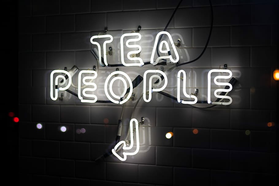 tea people neon signage, tea people neon sign, type, typography, HD wallpaper