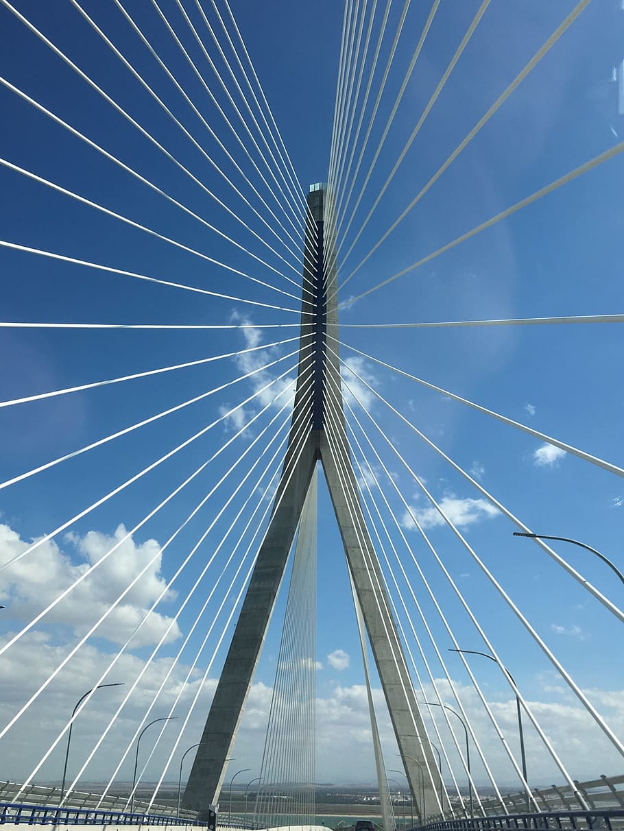 Suspension Bridge, Perspectives, tensioners, column, road, guides