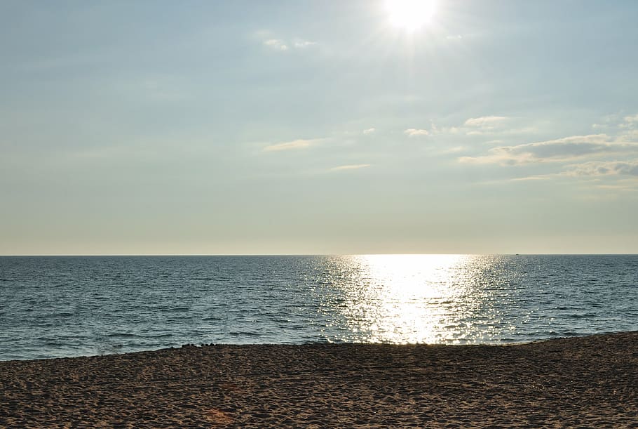 sun, sea, back light, beach, sky, water, beauty in nature, scenics - nature HD wallpaper