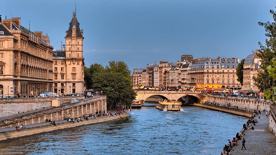 photo of bridge during daytime, seine river, pont michel, paris, HD wallpaper