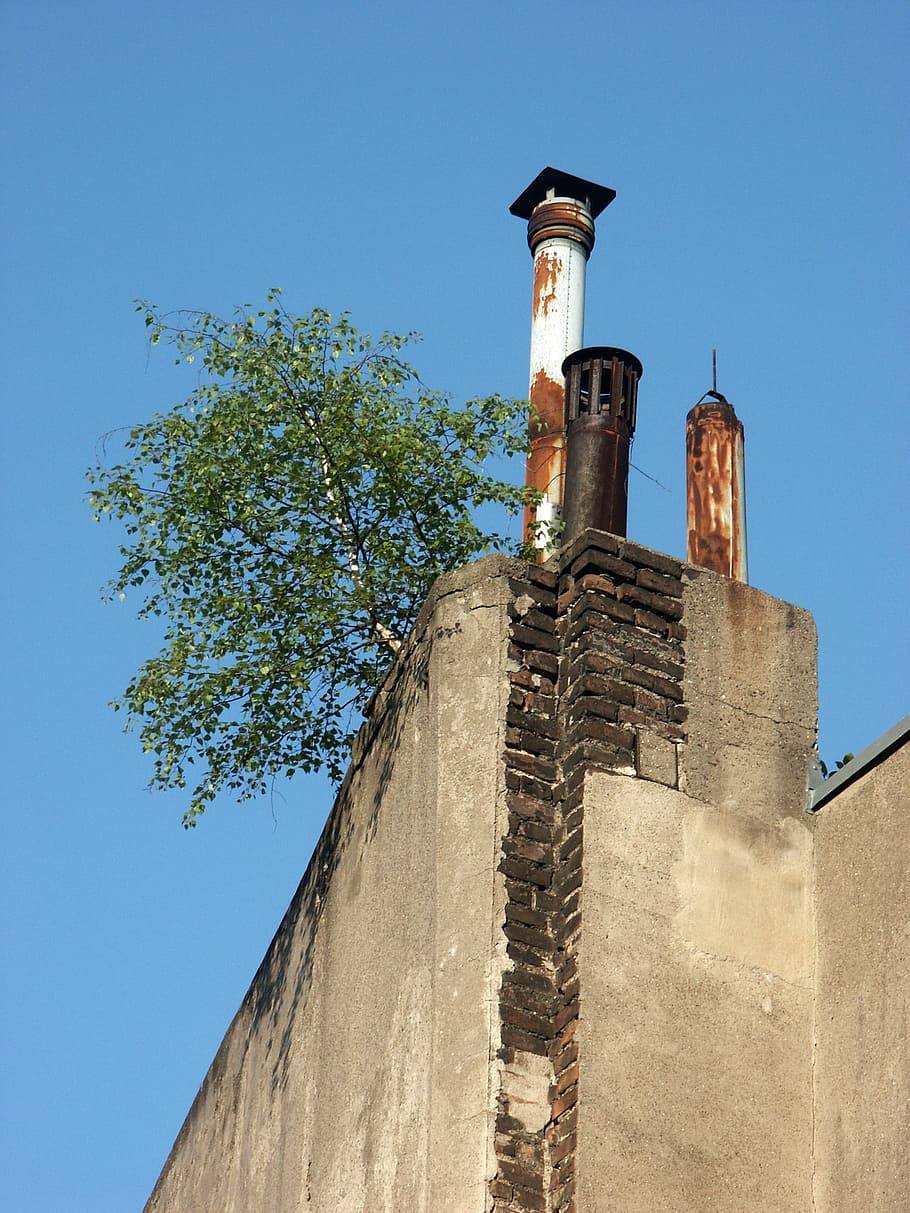 fireplace, chimney, stainless, roof, facade, sky, roof ridge HD wallpaper