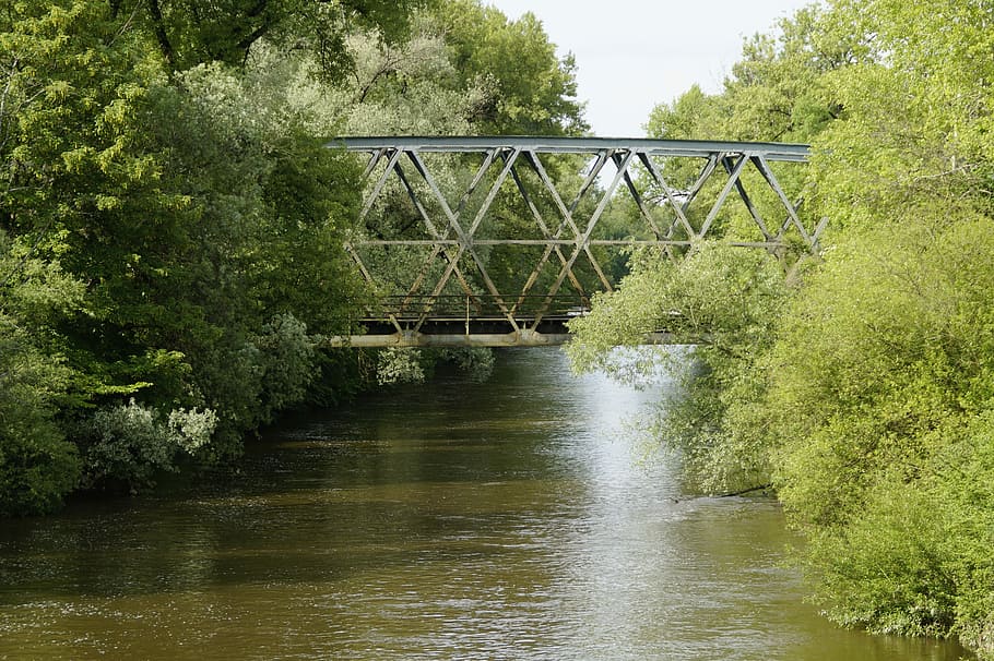 Evil, River, Railway Bridge, water, waters, green, landscape HD wallpaper
