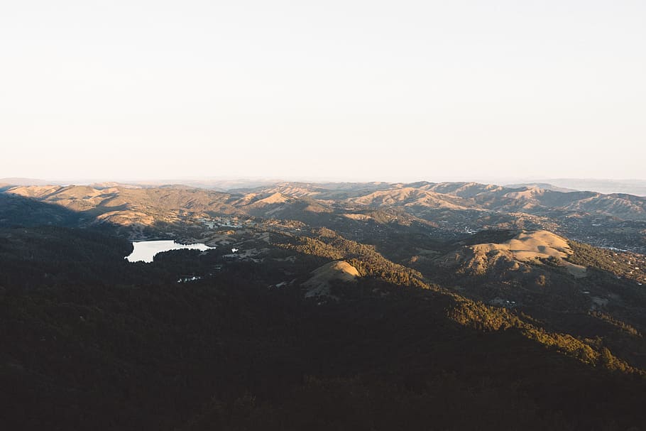 aerial view of hills during daytime, aerial view of mountain HD wallpaper