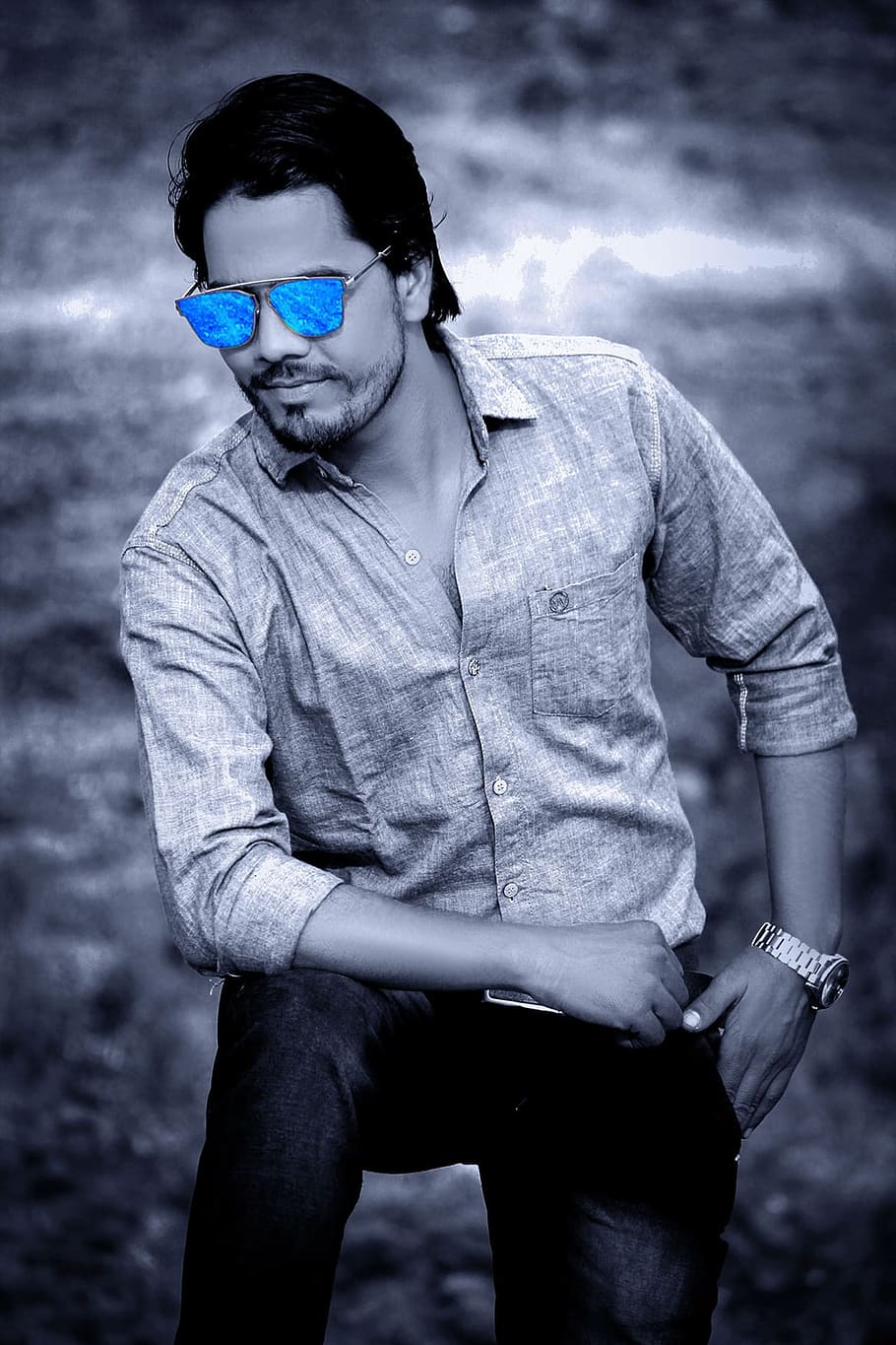 man, smart, portrait, glasses, pose, sunglasses, one person HD wallpaper