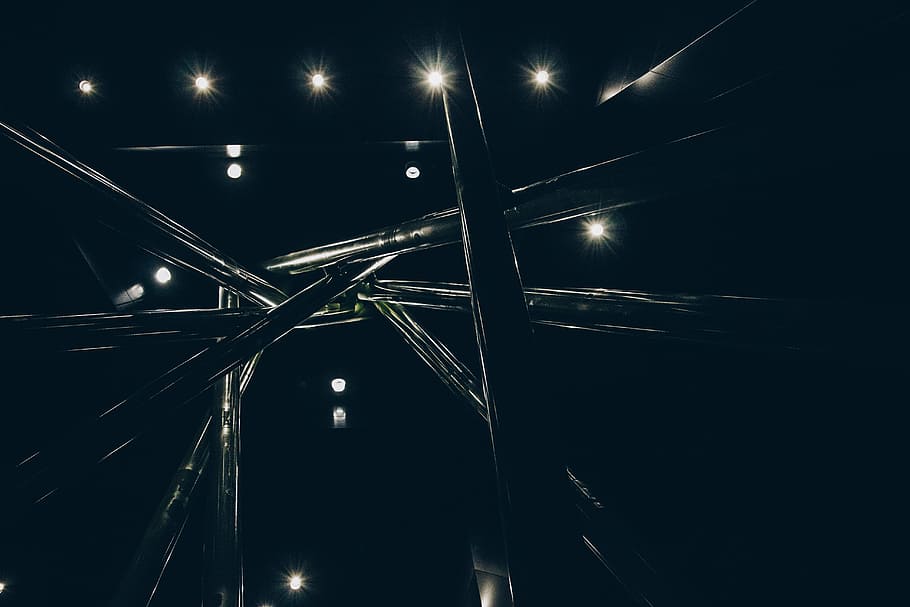untitled, dark, night, sky, lights, tower, steel, metal, structure HD wallpaper