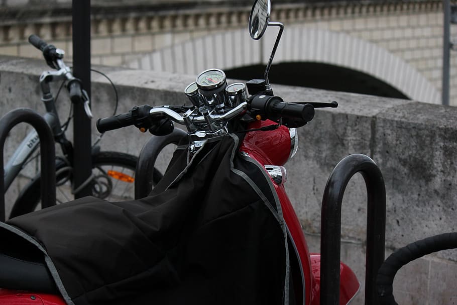 motorcycle, bridge, paris, land vehicle, mode of transportation HD wallpaper