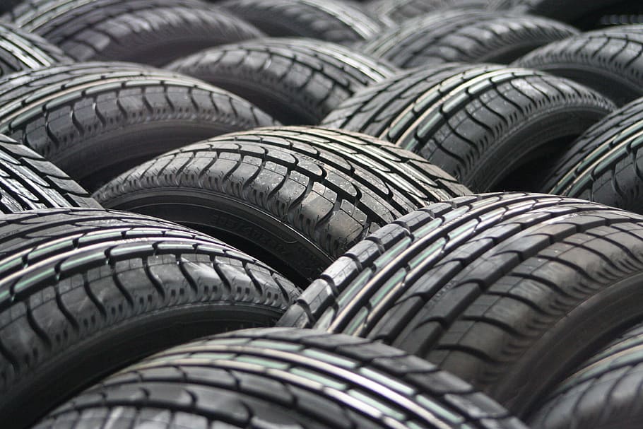 vehicle tire lot, car tyres, wheel, band, rubber, black Color