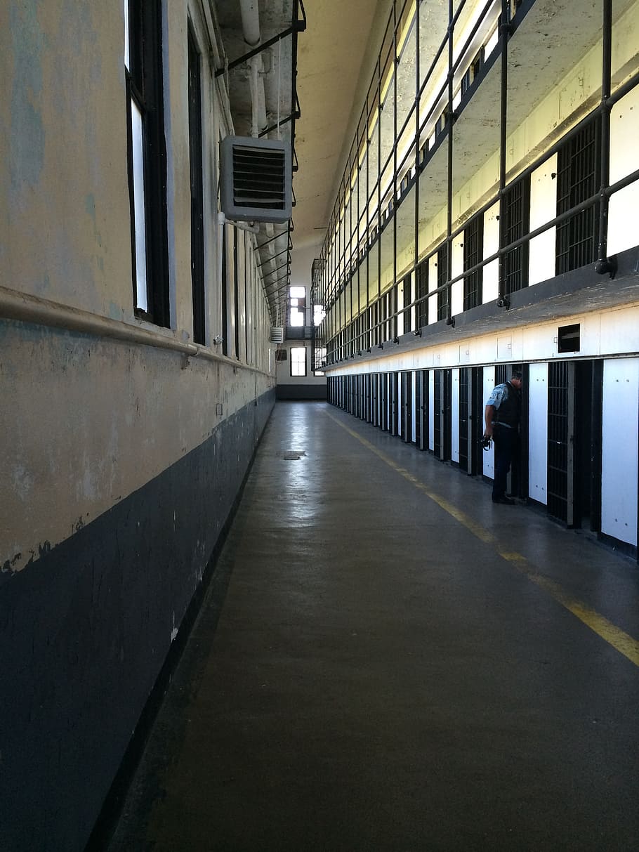 black steel door, prison, jail, cell, cell block, crime, criminal, HD wallpaper