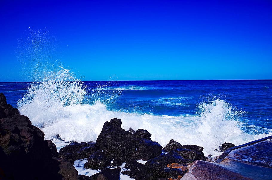 sea, waves, coast, ocean, travel, beach, landscape, summer HD wallpaper