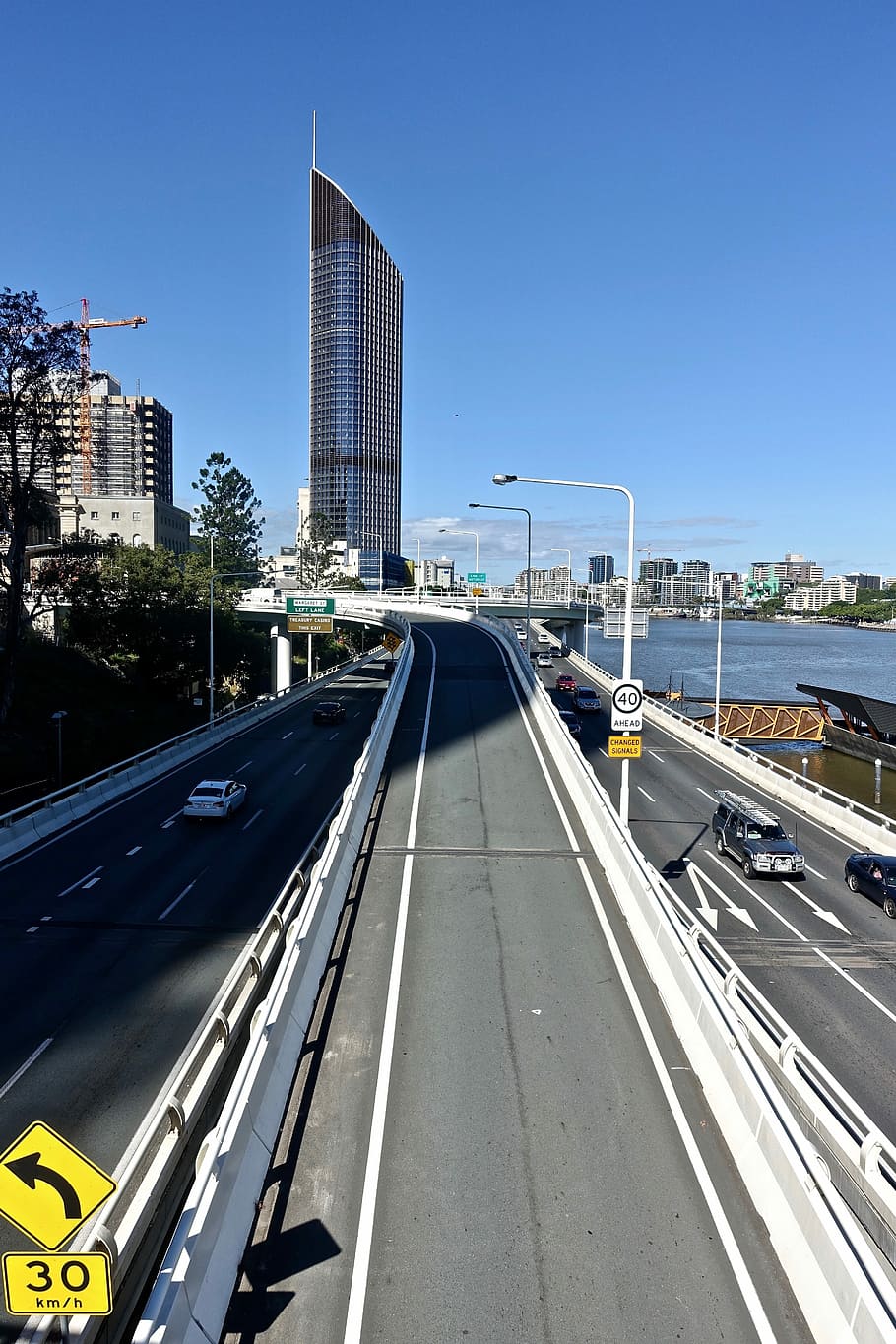 Highway, City, Cod, Brisbane, urban, traffic, transportation HD wallpaper