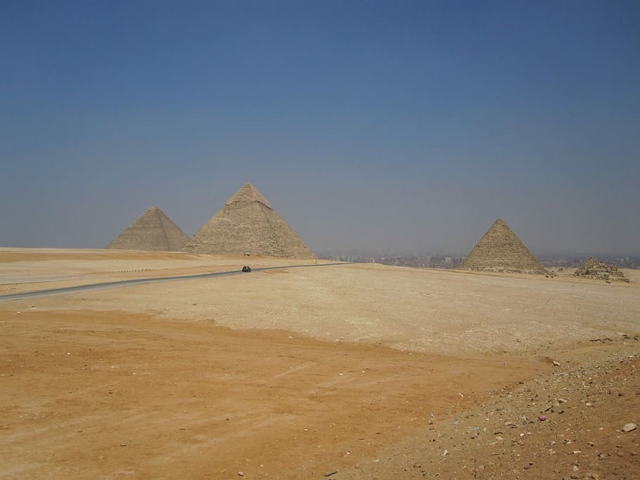 Pyramids, Egypt, Desert, clear sky, day, outdoors, nature, tranquility HD wallpaper