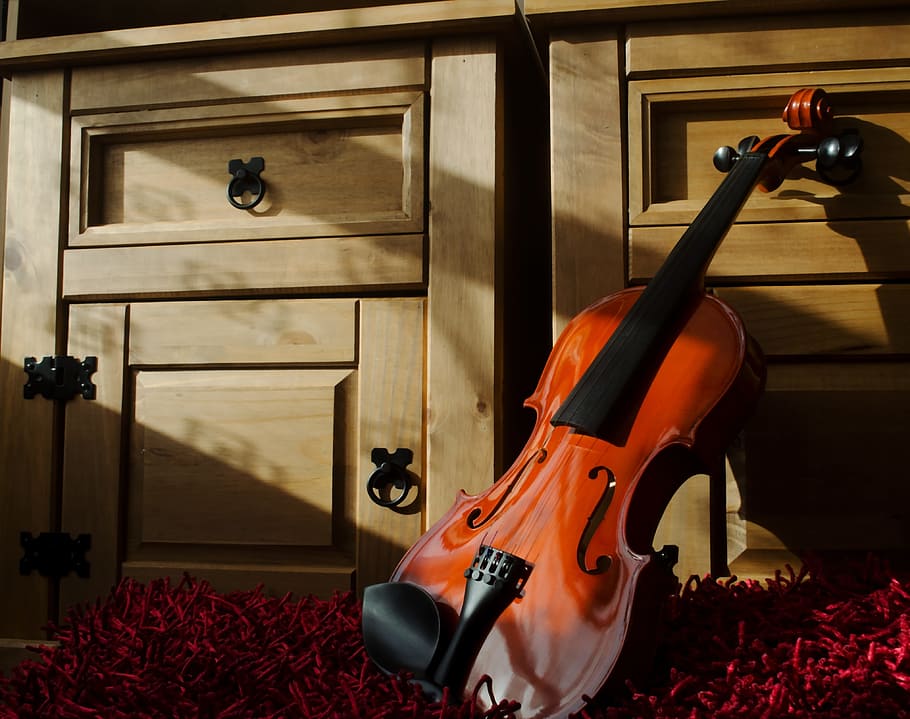 brown and black violin, Music, Shadows, Strings, art, percussion, HD wallpaper