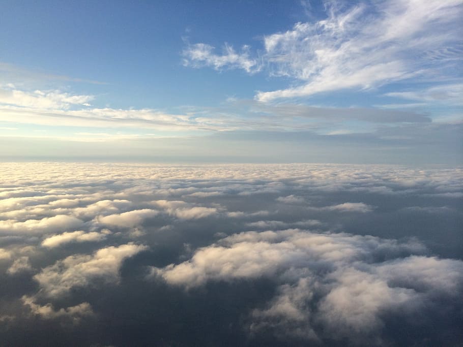 plane, clouds, blue, sky air, airplane, travel, fly, flight HD wallpaper