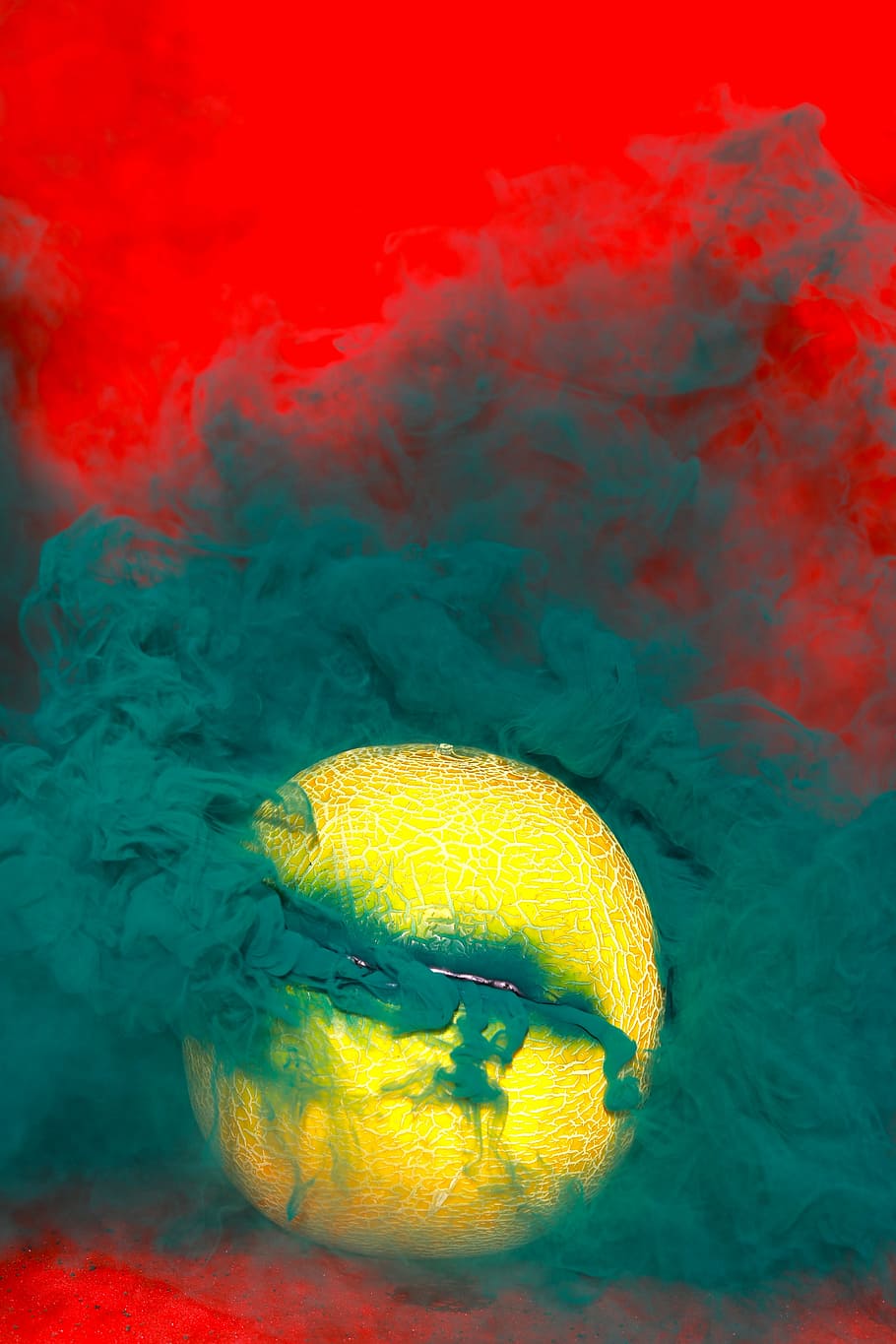 melon, honey melon, fruit, smoke, yellow, no people, one animal HD wallpaper