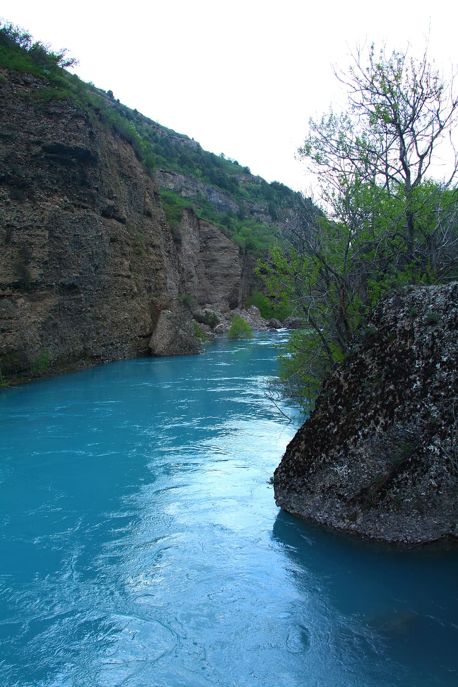 mountains, canyon, shymkent, water, rock, rock - object, solid HD wallpaper