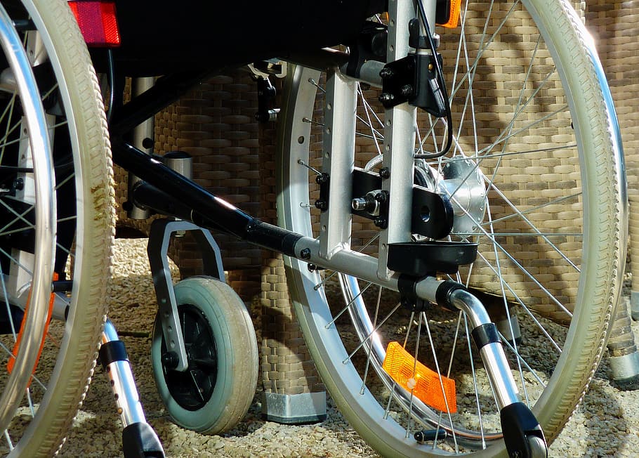 black and gray wheelchair close-up photo, disabled, disabled human being, HD wallpaper