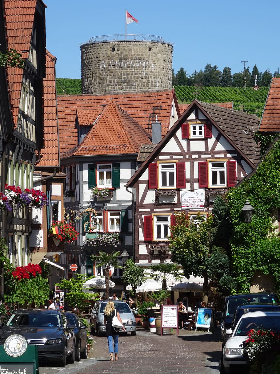 besigheim, old town, horn tower, baden württemberg, enz, vineyard, HD wallpaper