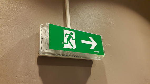 green and white signage on wall, Emergency Exit, Escape, Rescue HD wallpaper