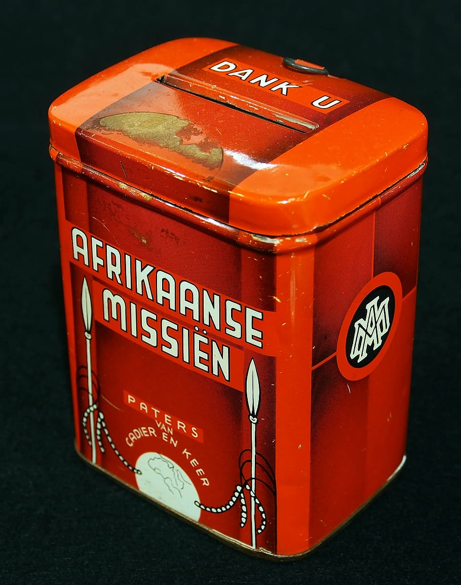 afrikaanse missien, collecting box, can, metal, container, retro, HD wallpaper