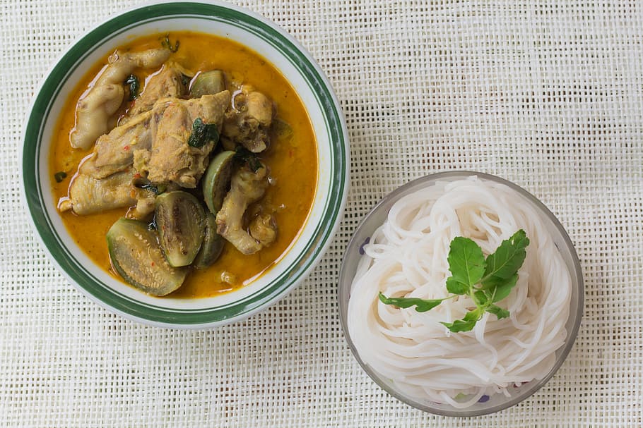 Green Curry, Curry, Chicken, Eggplant, food, vegetable, strong, HD wallpaper