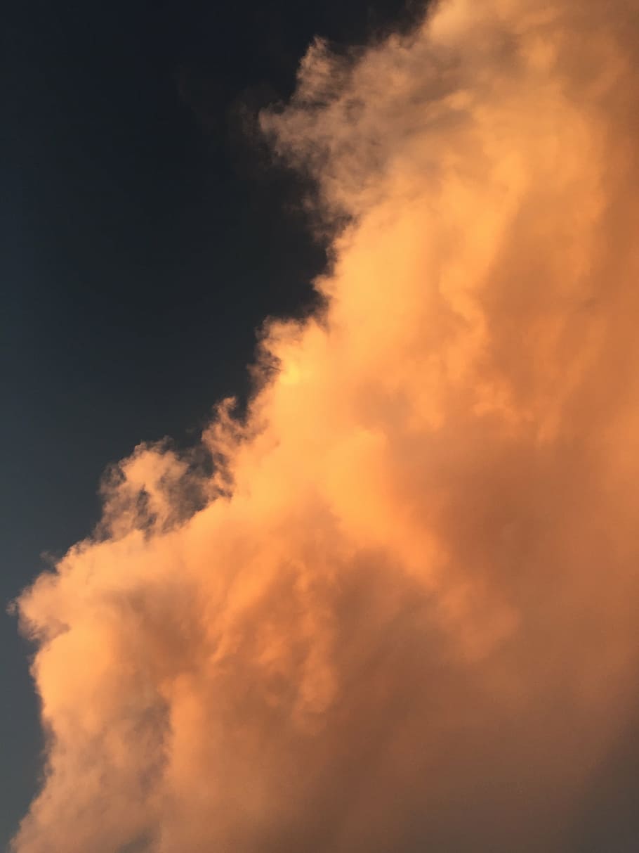 white clouds, sky, sunset, smoke, smoke - physical structure HD wallpaper