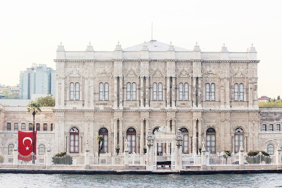 turkey, building, flag, architecture, heritage, monument, antique HD wallpaper