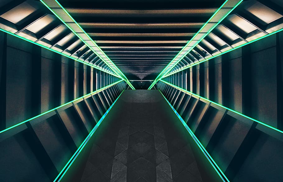 digital wallpaper, tunnel, corridor, space, outer space, science fiction, HD wallpaper