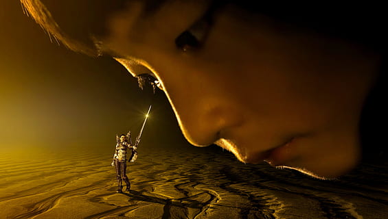 person's face, fantasy, gloomy, encounter, dimension, fairytale HD wallpaper