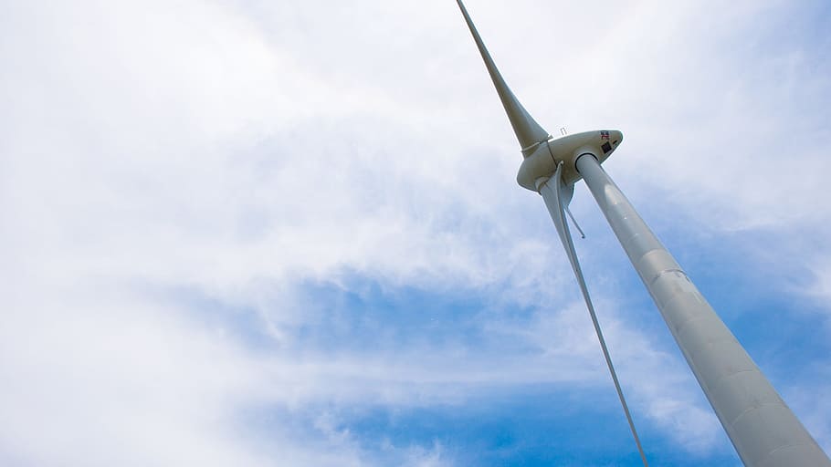 windmill, sky, blue, cloud - sky, low angle view, technology HD wallpaper